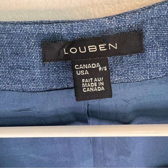 Vintage Louben Canada Linen Open Front Cardigan Blazer Blue Sz S Blue minimalist - Picture 8 of 12